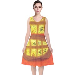 Fish Egg V-neck Midi Sleeveless Dress  by snowwhitegirl