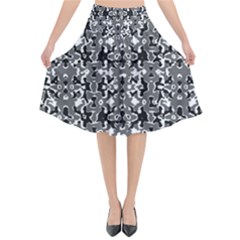 Dark Camo Style Design Flared Midi Skirt by dflcprints