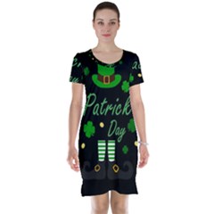 St Patricks Leprechaun Short Sleeve Nightdress by Valentinaart