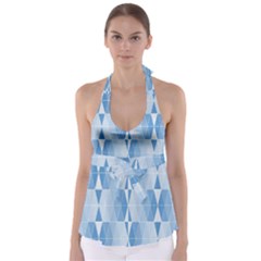 Blue Monochrome Geometric Design Babydoll Tankini Top by Nexatart