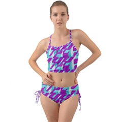 Fabric Textile Texture Purple Aqua Mini Tank Bikini Set by Nexatart