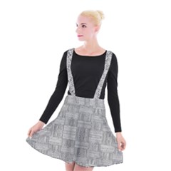 Texture Wood Grain Grey Gray Suspender Skater Skirt by Nexatart