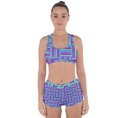 Geometric Textile Texture Surface Racerback Boyleg Bikini Set by Nexatart