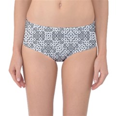 Black And White Oriental Ornate Mid-waist Bikini Bottoms by dflcprints
