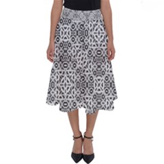 Black And White Oriental Ornate Perfect Length Midi Skirt by dflcprints