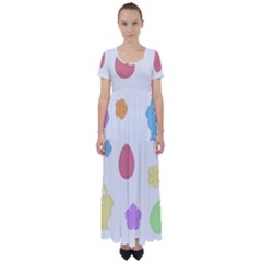 Easter Patches  High Waist Short Sleeve Maxi Dress by Valentinaart