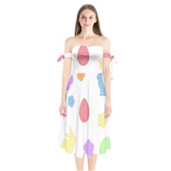 Easter Patches  Shoulder Tie Bardot Midi Dress by Valentinaart