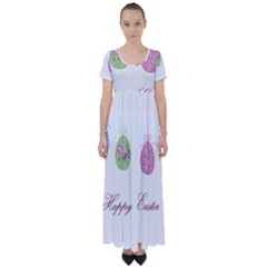Easter Eggs High Waist Short Sleeve Maxi Dress by Valentinaart