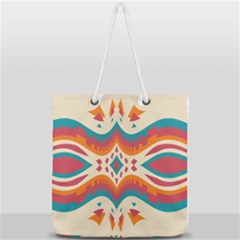 Symmetric Distorted Shapes                          Full Print Rope Handle Tote (large) by LalyLauraFLM