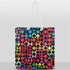 Colorful Rhombus And Triangles                            Full Print Rope Handle Tote (large) by LalyLauraFLM