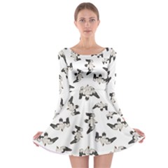 Birds Pattern Photo Collage Long Sleeve Skater Dress by dflcprints