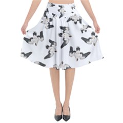 Birds Pattern Photo Collage Flared Midi Skirt by dflcprints