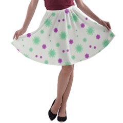 Stars Motif Multicolored Pattern Print A-line Skater Skirt by dflcprints