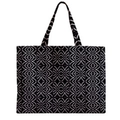 Black And White Tribal Print Zipper Mini Tote Bag by dflcprints