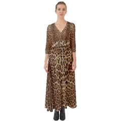 Leopard Print Button Up Boho Maxi Dress by CasaDiModa