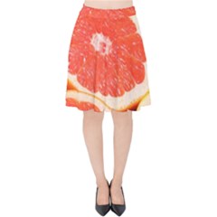 Grapefruit 1 Velvet High Waist Skirt by trendistuff