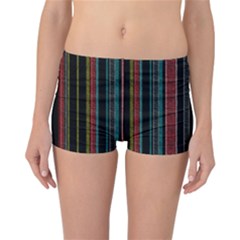 Multicolored Dark Stripes Pattern Reversible Boyleg Bikini Bottoms by dflcprints