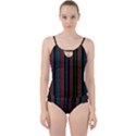 Multicolored Dark Stripes Pattern Cut Out Top Tankini Set View1