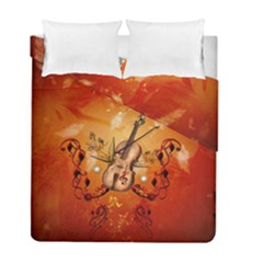 Violin With Violin Bow And Dove Duvet Cover Double Side (full/ Double Size) by FantasyWorld7