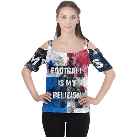 Football Is My Religion Cutout Shoulder Tee by Valentinaart