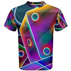 3d Cube Dice Neon Men s Cotton Tee by Sapixe