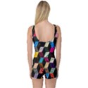 Abstract Multicolor Cubes 3d Quilt Fabric One Piece Boyleg Swimsuit View2