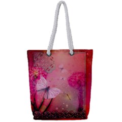 Wonderful Butterflies With Dragonfly Full Print Rope Handle Tote (small) by FantasyWorld7
