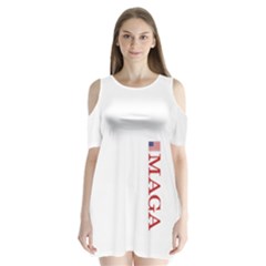 Maga Make America Great Again With Us Flag On Black Shoulder Cutout Velvet One Piece by snek