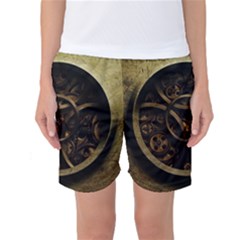 Abstract Steampunk Textures Golden Women s Basketball Shorts by Sapixe