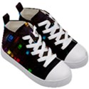 Abstract 3d Cg Digital Art Colors Cubes Square Shapes Pattern Dark Kid s Mid-Top Canvas Sneakers View3