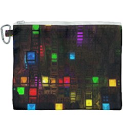 Abstract 3d Cg Digital Art Colors Cubes Square Shapes Pattern Dark Canvas Cosmetic Bag (xxxl) by Sapixe