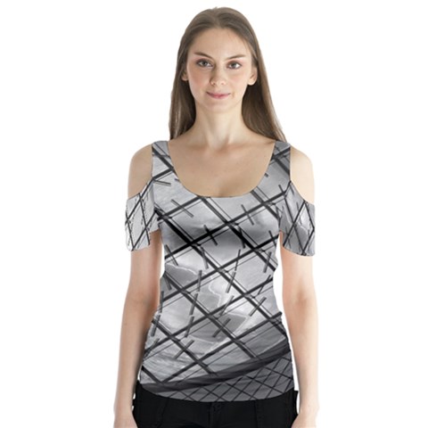 Architecture Roof Structure Modern Butterfly Sleeve Cutout Tee  by Sapixe