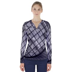 Architecture Roof Structure Modern V-neck Long Sleeve Top by Sapixe