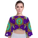 Alien Mandala Tie Back Butterfly Sleeve Chiffon Top View1