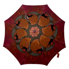 Black Wolf On Decorative Steampunk Moon Hook Handle Umbrellas (medium) by FantasyWorld7