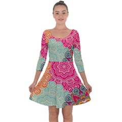 Art Abstract Pattern Quarter Sleeve Skater Dress by Sapixe