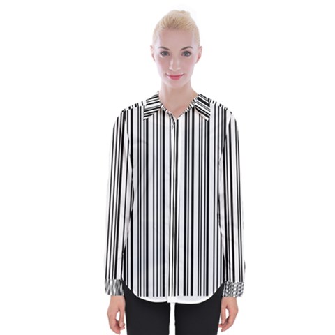 Barcode Pattern Womens Long Sleeve Shirt by Sapixe