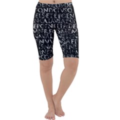 Antique Roman Typographic Pattern Cropped Leggings  by dflcprints