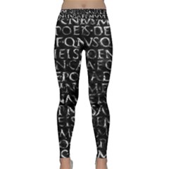 Antique Roman Typographic Pattern Classic Yoga Leggings by dflcprints
