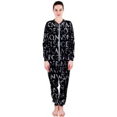 Antique Roman Typographic Pattern Onepiece Jumpsuit (ladies)  by dflcprints
