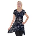 Antique Roman Typographic Pattern Short Sleeve Side Drop Tunic View1