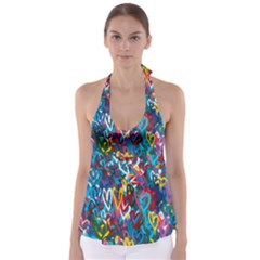 Graffiti Hearts Street Art Spray Paint Rad Babydoll Tankini Top by genx