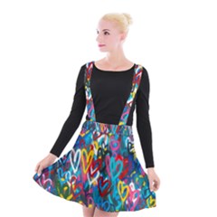 Graffiti Hearts Street Art Spray Paint Rad Suspender Skater Skirt by genx