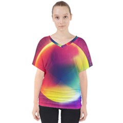 Colorful Glowing V-neck Dolman Drape Top by Sapixe