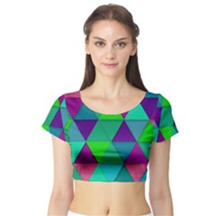 Background Geometric Triangle Short Sleeve Crop Top by Nexatart