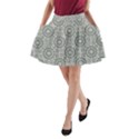 Grey Ornate Decorative Pattern A-Line Pocket Skirt View1