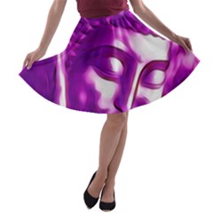 Purple Buddha Art Portrait A-line Skater Skirt by yoursparklingshop