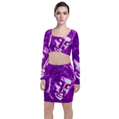 Purple Buddha Art Portrait Long Sleeve Crop Top & Bodycon Skirt Set by yoursparklingshop