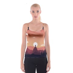 Design Art Hill Hut Landscape Spaghetti Strap Top by Nexatart