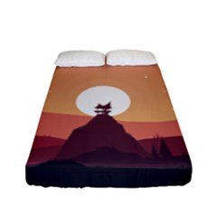 Design Art Hill Hut Landscape Fitted Sheet (full/ Double Size) by Nexatart